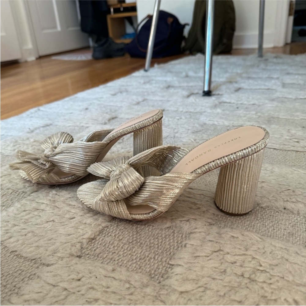 Loeffler Randall Penny Platinum Pleated Bow Heels